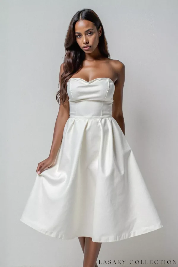 Elegant Strapless Midi Dress - A Timeless Silhouette