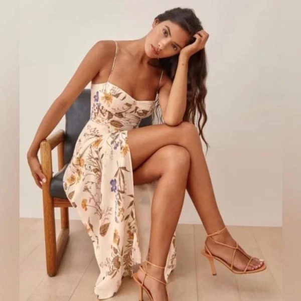 Reformation Dresses | Reformation Kourtney Dress - Frolic | Color: Cream/White | Size: 6p