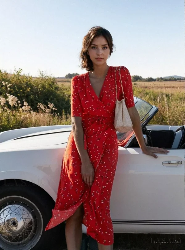 Lasaky - Effortless Tea Party Dress for Women - G22B2979 Red, S
