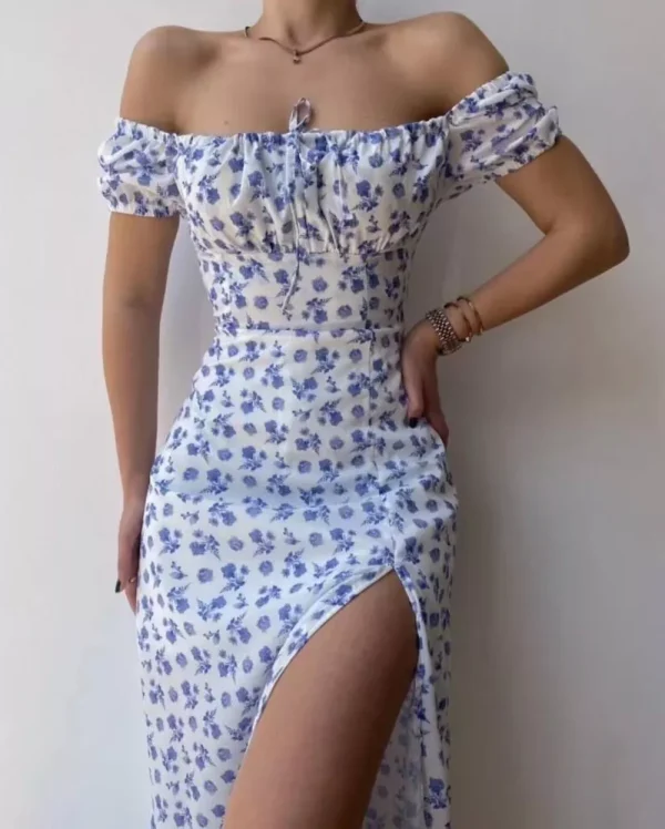 Lasaky - Seductive Floral Print Sleeveless Maxi Dress with Slit