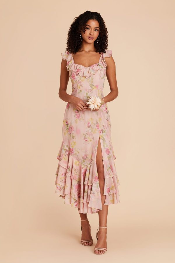 Ginny Chiffon Dress - Vintage Pink Floral