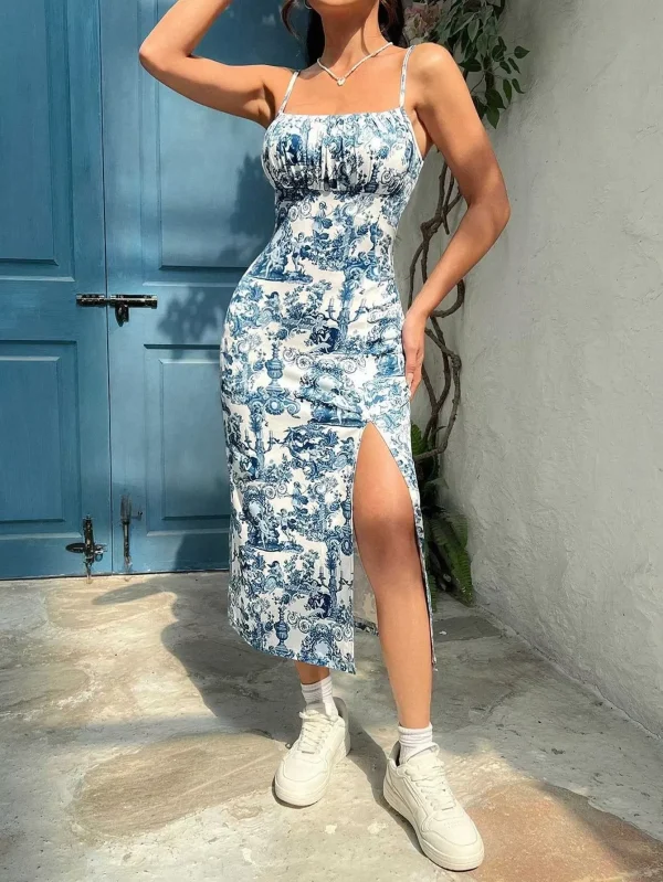 Lasaky - Elegant Floral Print Cami Dress - Sexy Bodycon Midi, Perfect for Summer