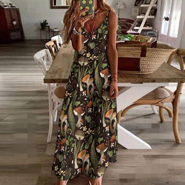 Flowy Ankle-Length Sling Dress for Any Occasion Ankle Length Sun Dress, Garden Party Dress, Spaghetti Strap Dress, Ankle Length Maxi Dress