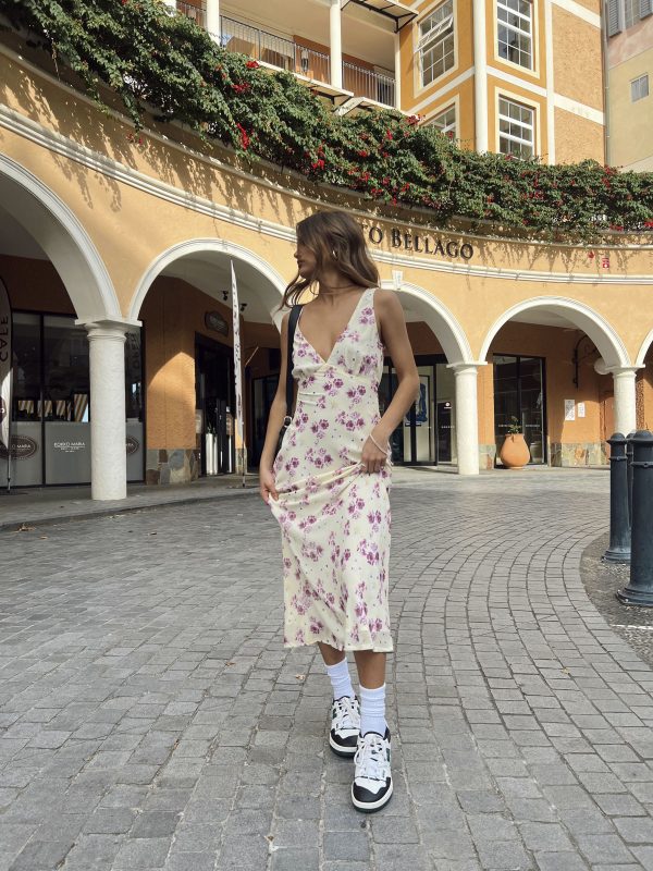 Nellie Midi Dress Yellow Floral