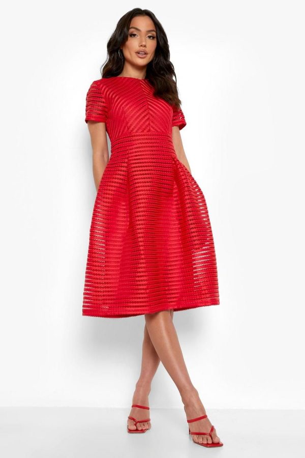 Boutique Full Skirted Prom Midi Dress