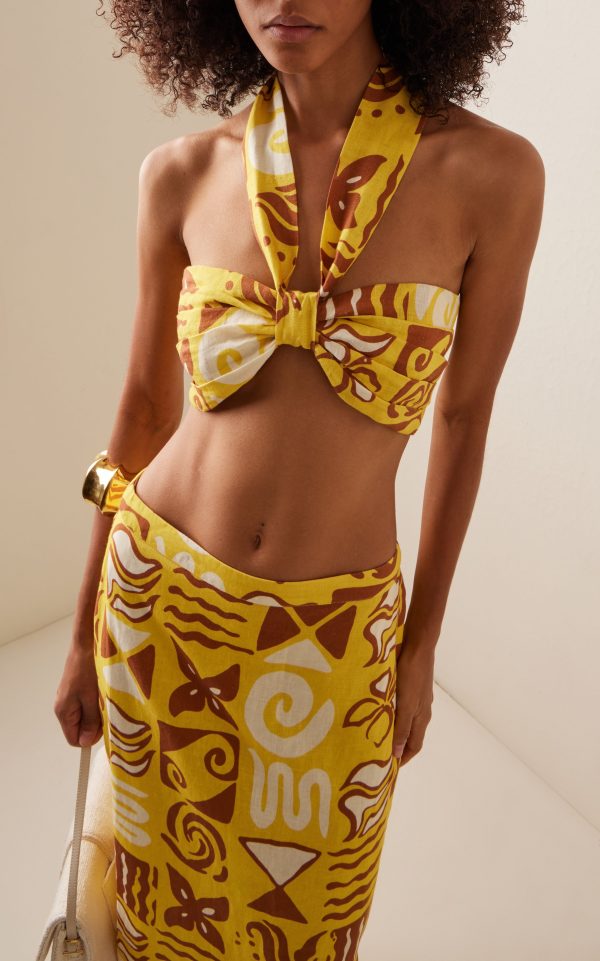 Exclusive Vita Linen Halter Crop Top  By Cala De La Cruz | Moda Operandi