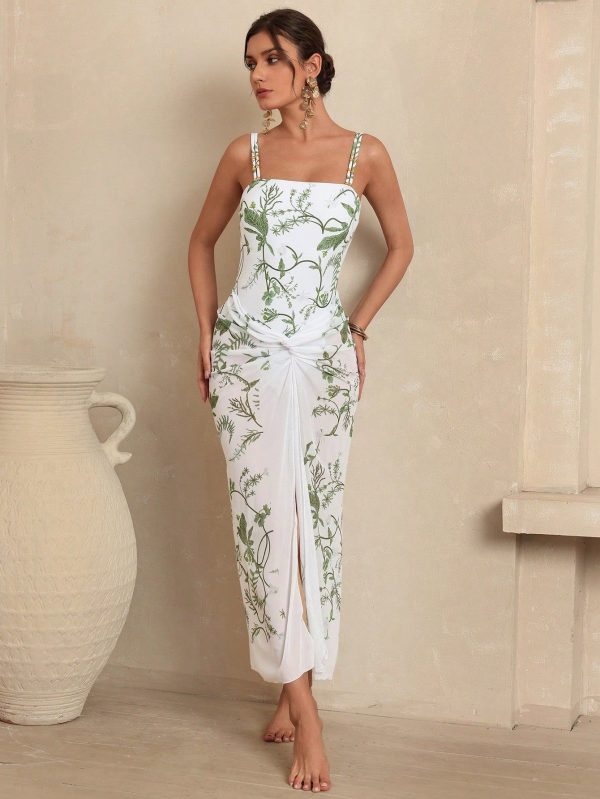 Summer Women's Boho Luxury Chic Botanical Print One-Piece Suit