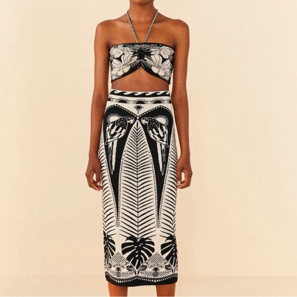 Farm Rio Black And White Tropical Print Two-Piece Set | Color: Black/White | Size: Xl