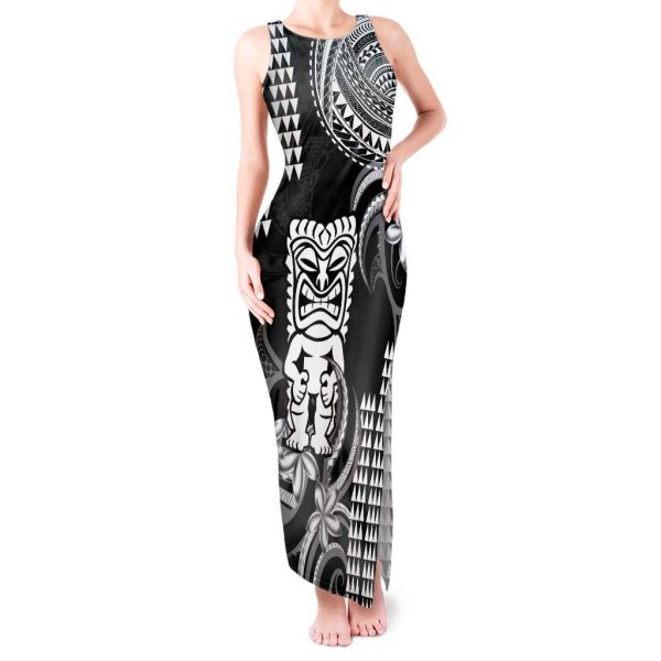 Hawaii Ku God Tank Maxi Dress Kakau Mix Polynesian Tattoo LT14 - Women / S / Black