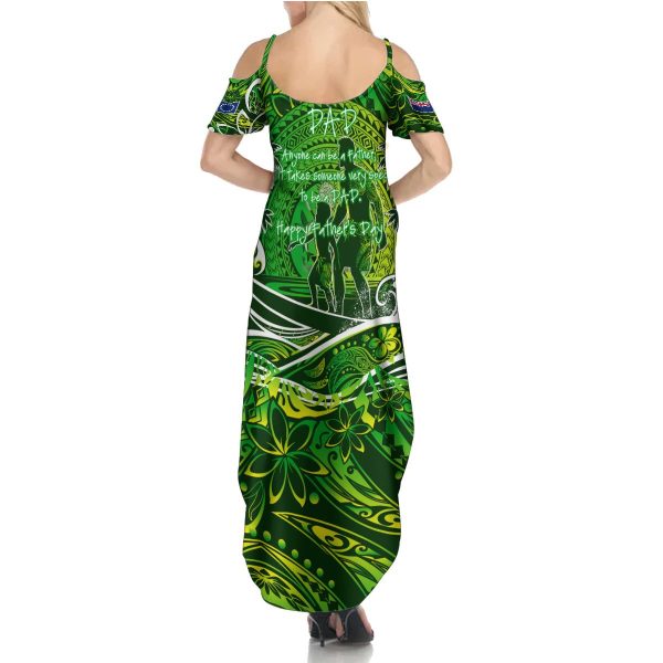 Father's Day Cook Islands Summer Maxi Dress Special Dad Polynesia Paradise DT02 - Women / S / Green