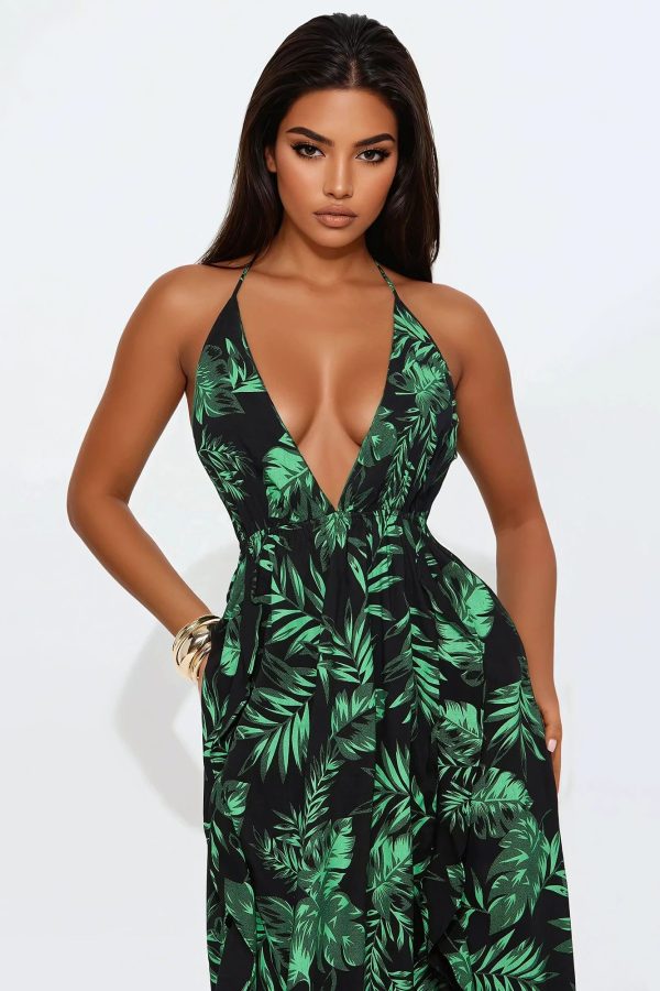 Tropic Beach Printed Maxi Dress - Black/combo | Fashion Nova