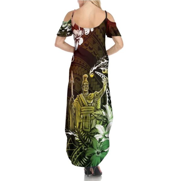 Hawaii King Kamehameha Day Family Matching Summer Maxi Dress and Hawaiian Shirt Polynesian Pattern Mix Hibiscus Reggae LT05 - Mom's Dress / M / Reggae