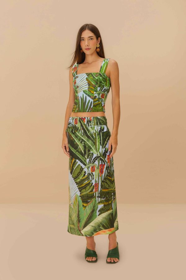 Blue Amazonia Forest LENZING™ ECOVERO™ Euroflax™ Crop Top - AMAZONIA FOREST BLUE / XL