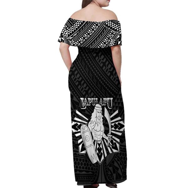 Philippines Tribal Off Shoulder Maxi Dress King Lapu Lapu Black Version LT05 - Women / 5XL / Black