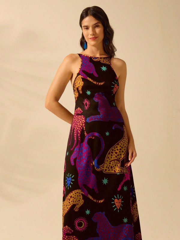Colorful Boho Tropical Animal Print Sleeveless Dress - Perfect for Summer Vacations - Multicolor-6 / XS