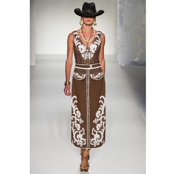 V Neck Belted Ethnic Print One Piece Swimsuit and Skirt Flaxmaker Swimsuit and skirt -L