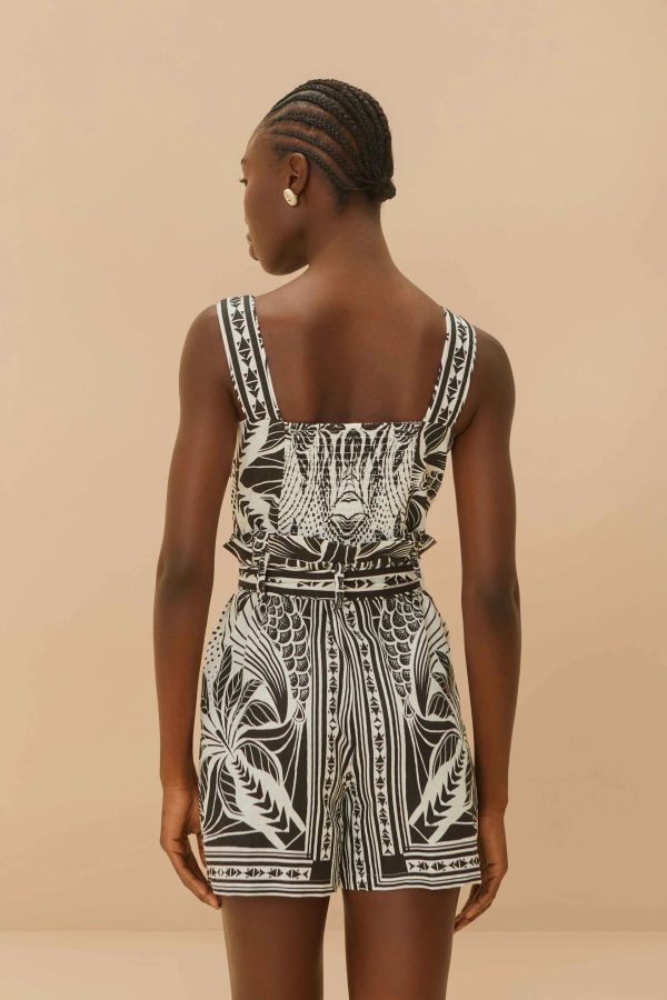 Monochrome Elegance Scarf Romper - SMALL