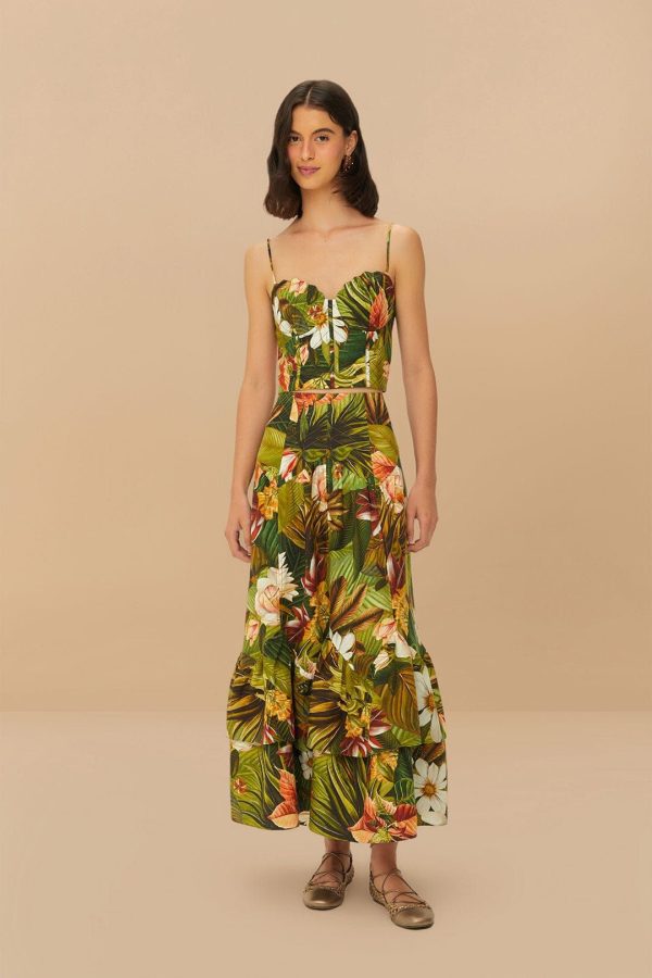 Multicolor Botanical Forest LENZING™ ECOVERO™ Euroflax™ CropTop - BOTANICAL FOREST MULTICOLOR / XS