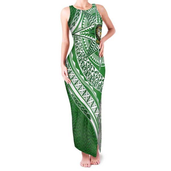 Tonga Liahona High School Personalized Tank Maxi Dress Ngatu Tokelaufeletoa Motifs LT7 - Women / S / Green