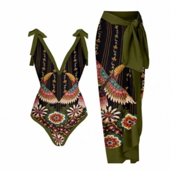 Costume da bagno intero da donna con stampa vintage - Suit / L