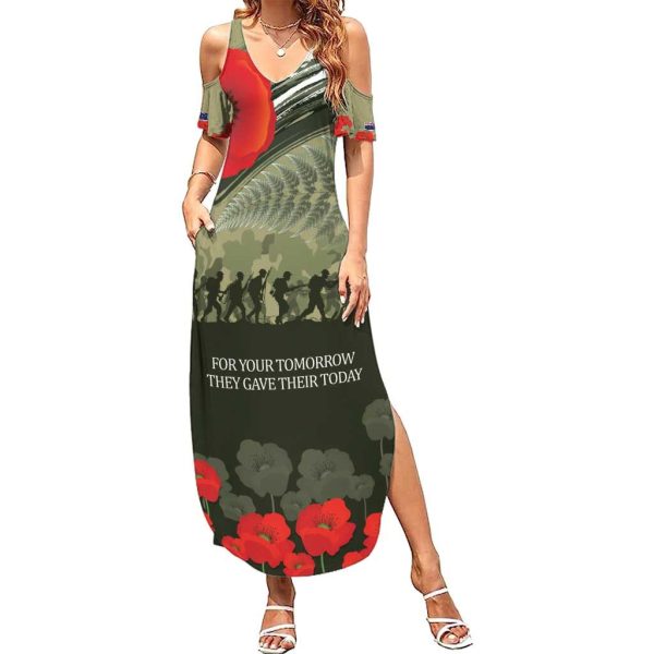 ANZAC Day We Remember Summer Maxi Dress Maori Silver Fern Camouflage Motif LT9 - Women / 3XL / Green