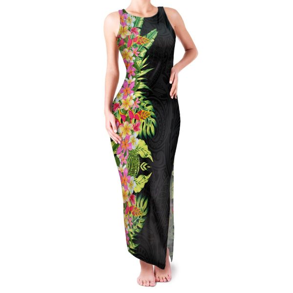 Hawaii Tropical Flowers Tribal Pattern Family Matching Tank Maxi Dress and Hawaiian Shirt No1 LT9 - Dad's Shirt - Short Sleeve / L / Black