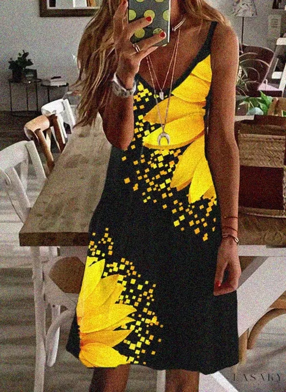 Lasaky - European-Inspired Women's Sundress with V-Neck and Tie Front - 4#, XXXL