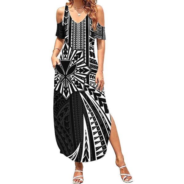 Hawaii And Philippines Family Matching Summer Maxi Dress and Hawaiian Shirt Kanaka Maoli With Tribal Sun Together Black LT05 - Dad's Shirt - Short Sleeve / 6XL / Black
