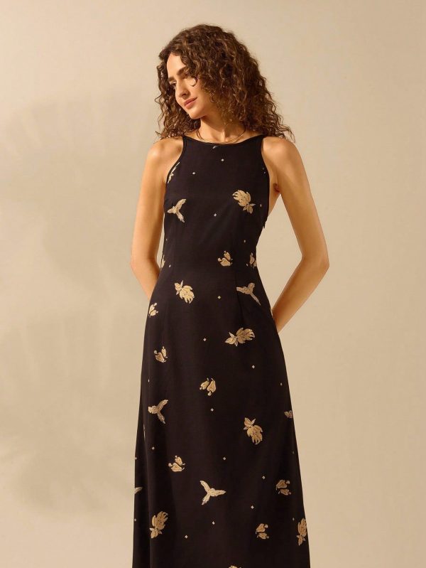 Boho Tropical Coconut Tree Print Sleeveless Maxi Dress - Perfect for Summer Beach Getaways - Multicolor-5 / S