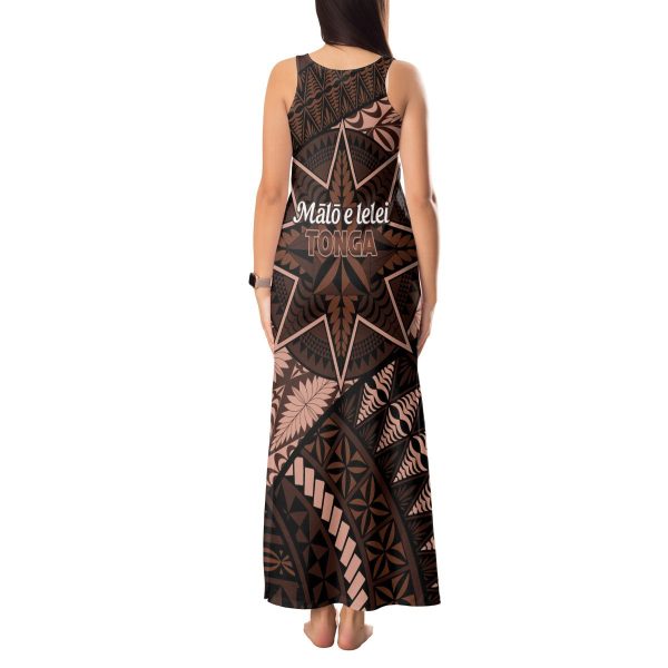 Malo e lelei Tonga Tank Maxi Dress Tongan Ngatu Pattern Vintage Vibes LT14 - Women / L / Brown
