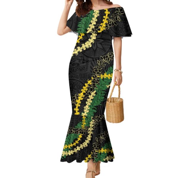 Hawaii Puakenikeni - Maile Lei Mermaid Dress Obsidian Black LT7 - Women / M / Black