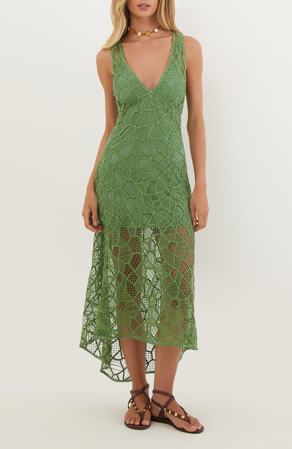 ViX Paula Hermanny Hollie Lace Cover-Up Dress in Light Green at Nordstrom, Size Large
