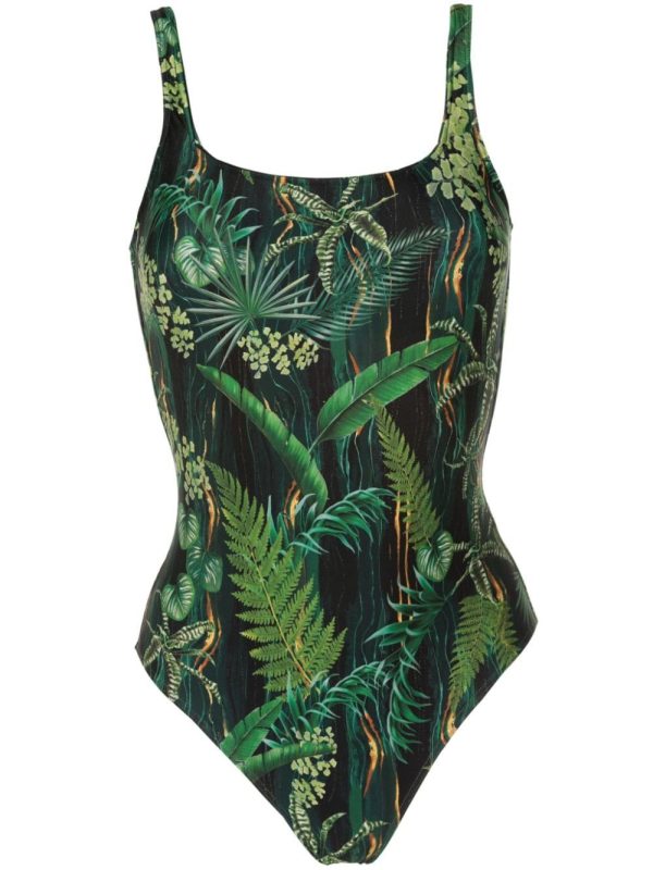 Lygia & Nanny Hapuna leaf-print swimsuit - Green