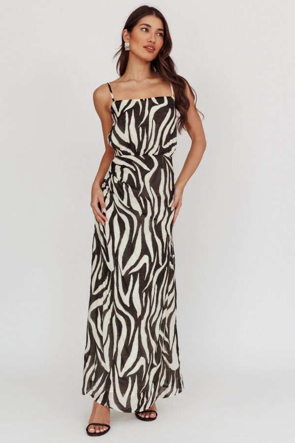 Pristine Zebra Print Maxi Dress Black - S