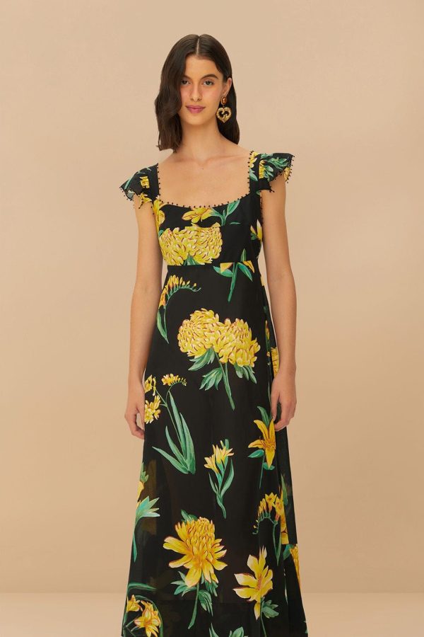 Black Alice Flowers Maxi Dress - ALICE FLOWERS BLACK / S