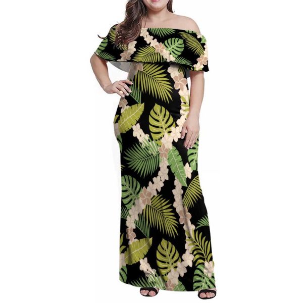 Black Hawaii Plumeria Lei With Tropical Leaves Family Matching Off Shoulder Maxi Dress and Hawaiian Shirt LT14 - Son's Shirt / 16 / Black