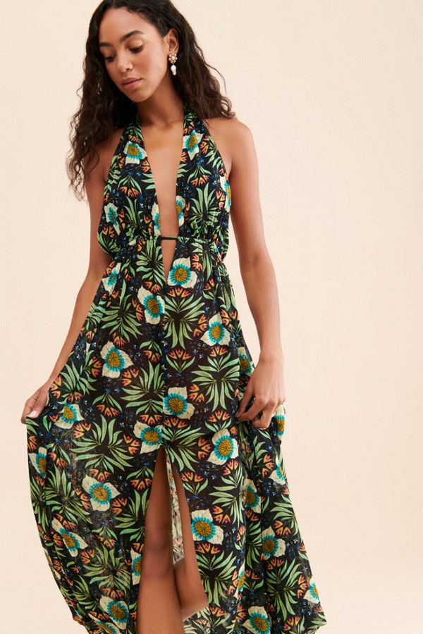 Halter Open-Back Maxi Dress