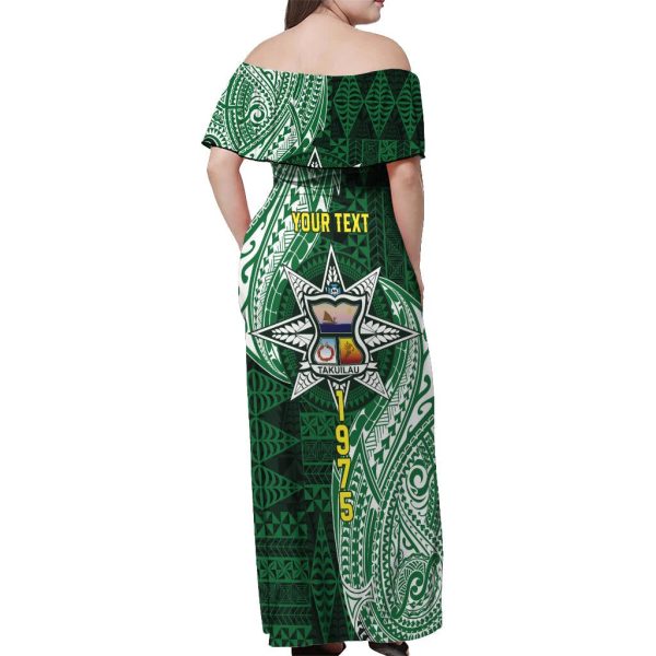 Personalised Tonga Takuilau College Off Shoulder Maxi Dress Since 1975 Special Kupesi Pattern LT9 - Women / 4XL / Green