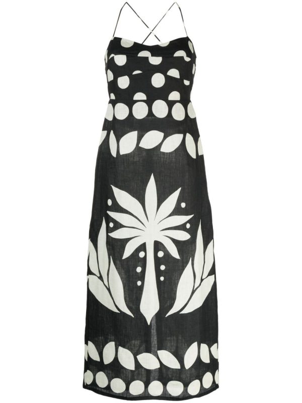 Cala de la Cruz Abrego graphic-print linen dress - Black