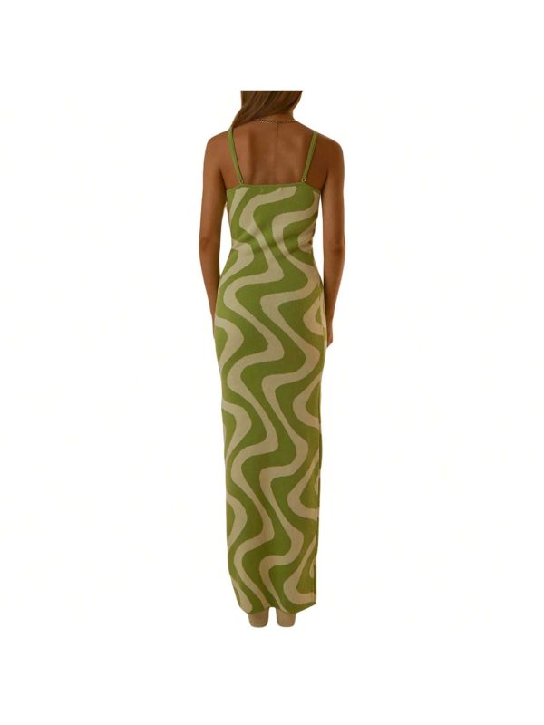 Female Slip Dress, Checkerboard Print Sleeveless Spaghetti Strap Low-Cut Backless One-Piece For Summer, S/M/L