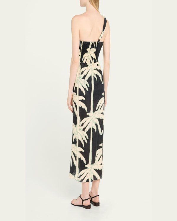 Johanna Ortiz Dark Palms Ankle Dress - Swim Salty Palms-black-ecru-mint