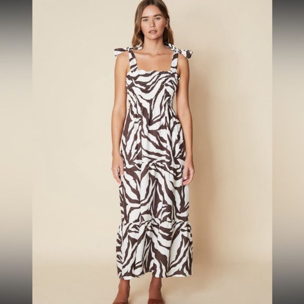 Faithfull The Brand Dresses | Nwot Faithfull The Brand Rianne Midi Dress In Animal Print | Color: Brown/White | Size: 6