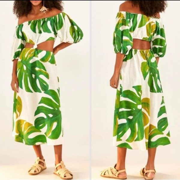 Farm Rio Dresses | Nwt Farm Rio Xs Monstera Dress! | Color: Green/White | Size: Xs