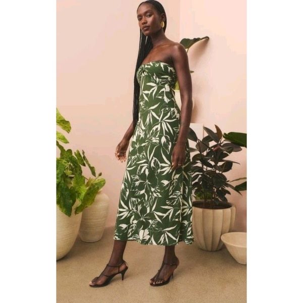 Abercrombie & Fitch Dresses | Nwt Abercrombie & Fitch Strapless Twist Front Maxi Dress Green Tropical Small | Color: Green | Size: S