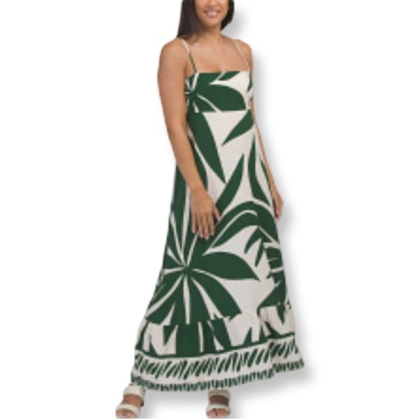 Label Of Love Dresses | Nwt Label Of Love Linen Blend La Palma Smocked Maxi Dress | Color: Cream/Green | Size: Xl