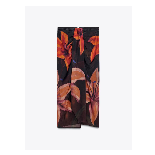 Zara - Floral Print Sarong - Woman - Black