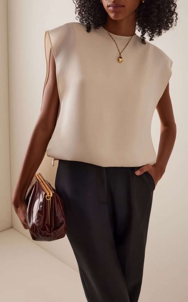Chic Athena Cape-Detailed Draped Silk Top 2025