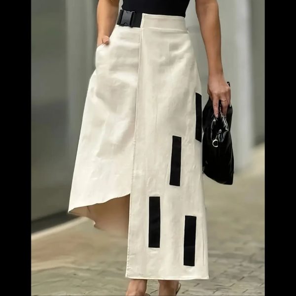 Elegant Cream And Black Women's Skirt | Color: White | Size: Various