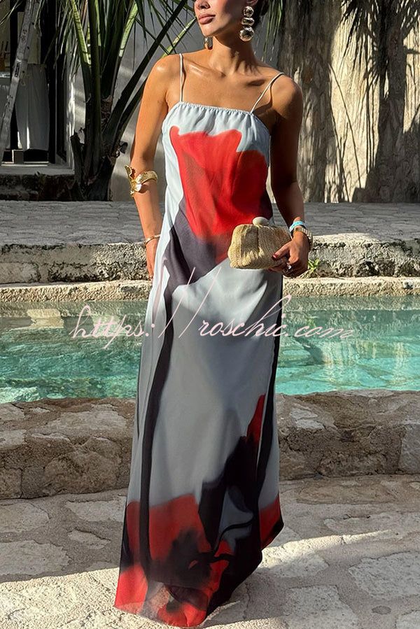 Perfect Days Floral Print Square Neck Slip Loose Maxi Dress
