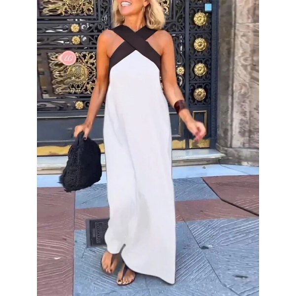 Women's Maxi Dress Summer Dress Casual Daily Regular Fit Graphic Sleeveless Halter Neck Black White Wine Fuchsia Summer